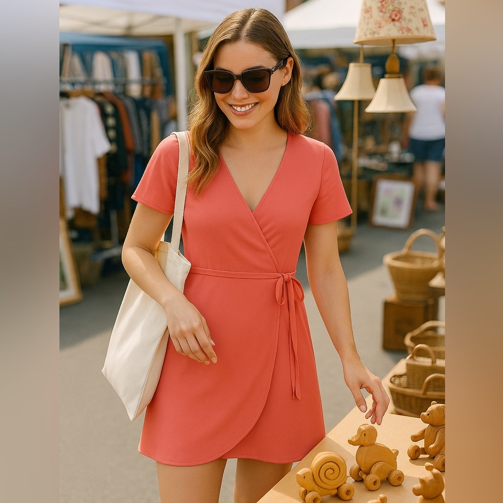 Lavender Brown Coral Mini Dress